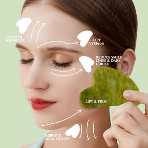 Planche de <span class=keywords><strong>Gua</strong></span> <span class=keywords><strong>Sha</strong></span> en <span class=keywords><strong>jade</strong></span> pour le visage et le corps, outil de grattage en pierre de cristal pour le modelage du visage, le drainage lymphatique et le soulagement de la tension musculaire - Product Image 2