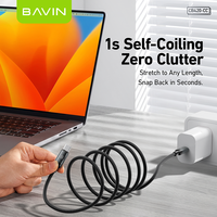 Câble de données USB-C tressé en nylon robuste BAVIN CB420 anti-emmêlement, facile à ranger, avec magnétique, PD60W