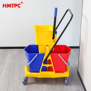 Système en plastique de vadrouille à triple seau pour le nettoyage de l'hôtel Chariot pliant de balayage à domicile Nettoyage manuel du chariot d'<span class=keywords><strong>essoreuse</strong></span> de vadrouille - Product Image 2