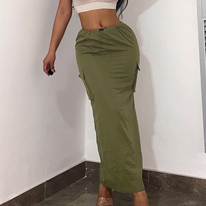 Mode Streetwear Cordon Vert <span class=keywords><strong>Jupe</strong></span> Avec Fente Femmes 2023 Y2K Longues Jupes Cargo - Product Image 5