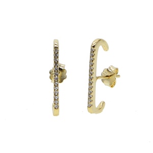 Commercio all'ingrosso <span class=keywords><strong>925</strong></span> <span class=keywords><strong>argento</strong></span> sterling semplice barra micro pavé cz sottile barra sottile oro placcato oro orecchino per la ragazza - Product Image 3