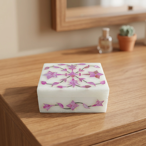 Handmade Pink Marble Rectangle Modern Luxury Jewelry <b>Box</b> Storage Organizer for Rings <b>Earrings</b> & Accessories India Wholesale - Product Image 3