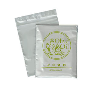 En gros, sacs d'expédition en polyéthylène autocollants résistants gris/argentés, logo personnalisé, biodégradables, sacs d'expédition blancs recyclables - Product Image 1