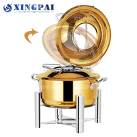 XINGPAI Restaurant Hôtel Fournitures Chauffe-Plat Buffet Ensemble De Luxe Or Chauffe-Plat Avec Base En Acier Inoxydable
