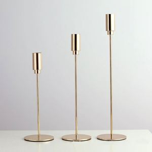 Lot de 3 chandeliers vintage/supports de bougies coniques, candélabres décoratifs modernes, centres de table de mariage, décorations de table dorées - Product Image 3