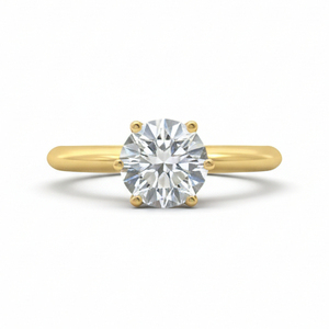 Bague solitaire en diamant de laboratoire taille ronde, finition argent 925 / or jaune 10KT 14KT 18KT, bague de fiançailles classique - Product Image 1
