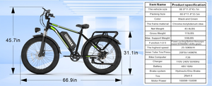 Vélo Électrique de Montagne <span class=keywords><strong>1000W</strong></span>, Pneus Larges Tout-Terrain 20 Pouces, Vélos Électriques Rechargeables pour Hommes - Product Image 2