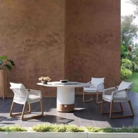 Ensemble de canapés d'extérieur en corde d'oléfine tressée, structure en aluminium, mobilier imperméable pour villa, patio, jardin, balcon