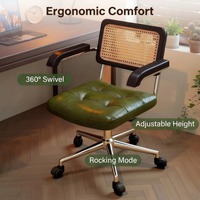 Chaise de salle à manger en cuir, chaise de bureau ergonomique réglable, chaise d'ordinateur légère de luxe pour jeux, chaise d'ordinateur à roulettes