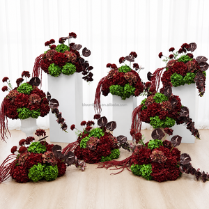 <span class=keywords><strong>Flores</strong></span> <span class=keywords><strong>Artificiales</strong></span> Realistas Color Rojo Borgoña Oscuro, Hortensias y Lirios de Tacto Real para Arreglos de Arcos y Fondos en Bodas, Fiestas y Eventos - Product Image 4
