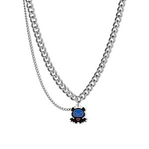 Collar de Diablo en Oferta, Regalo de Halloween, Esmalte Negro y Azul, Personalizado, Collar con Colgante de Acero Inoxidable para Hombre y Mujer - Product Image 1