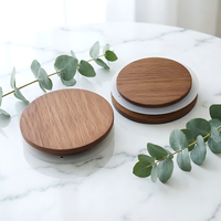 Couvercle rond en bois avec joint en silicone pour tasses et bocaux, couvercle en bois naturel écologique, ajustement universel pour tasses en verre ou en céramique