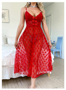 Yaz ince ve seksi kadın gecelik dantel gecelik elbise askı nakış perspektif ile eğlenceli yeni uzun etek - Product Image 5