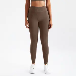Kadın Yoga pantolon spor dikişsiz Squat geçirmez nervürlü Legging karın kontrol koşu eğitim tayt