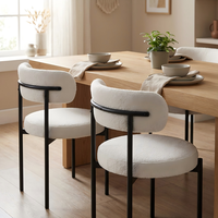Fauteuil personnalisable, style moderne minimaliste, en velours blanc, chaise de salle à manger confortable et douce pour la salle à manger à domicile