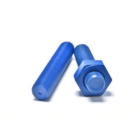 Visserie hexagonale en acier au carbone durable DIN931 avec revêtement PTFE bleu, résistante à la corrosion, M10-M42, pour l'industrie chimique