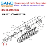 Módulo de movimiento con motor y rodamiento de husillo de bolas SDM75, carga útil de 15-25 kg, eje lineal compacto de aluminio a prueba de polvo para equipos de automatización CNC