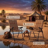 Chaise de plage pliable durable de style Majlis arabe avec tissu à motifs traditionnels pour le camping dans le désert et l'utilisation en espace culturel