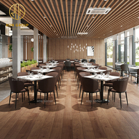 Modernes Eckiges Gesintertes Stein-Leder Café- und Restaurant-Möbelset Sofa-Sitzgruppe Stuhl und Tisch für Gewerbliche Nutzung