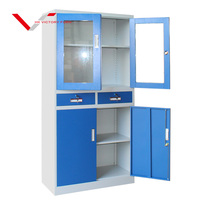 Armoire de bureau en acier avec porte en verre, dimensions 4 portes, armoire de rangement en métal, armoire à dossiers en acier avec tiroir