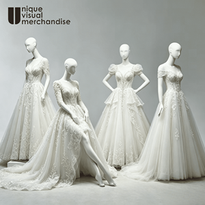 Maniquí femenino de cuerpo completo de fibra de vidrio blanco Premium para escaparate en boutiques de ropa y tiendas de bodas - Product Image 1