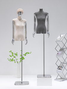 Tienda de ropa completa de lujo para Mujer, maniquí con forma de vestido negro para Mujer, ropa de exhibición, maniquí de medio cuerpo de gamuza negra - Product Image 3