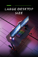 Bureau de jeu AOR moderne en métal en forme de Z avec éclairage LED RGB, design ergonomique, surface en bois de qualité P2