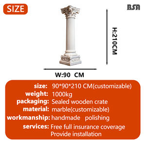 Columnas Romanas de Mármol Talladas a Mano, Esculturas de Columnas de Piedra Natural Decorativas Arquitectónicas para Decoración de Exteriores - Product Image 3