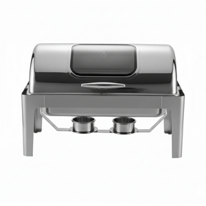Recipiente para calentar comida tipo buffet, de acero inoxidable, con tapa enrollable, ventana de vidrio y calentamiento a combustible, para catering, banquetes, hoteles y restaurantes. - Product Image 6