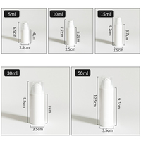 Mini flacon pompe sans air en plastique blanc PP pour sérum, crème, lotion cosmétique, 5 ml, 10 ml, 15 ml, 30 ml, 50 ml