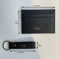 Porte-cartes en cuir PU personnalisé avec logo, texture Saffiano, porte-clés, coffret cadeau d'entreprise ou de mariage, vente en gros