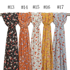 Diseño Floral Premium Nigeriana Para Casamento Tradicional Musulmán Impreso Bufanda Cuadrada Gasa Hijab - Product Image 5