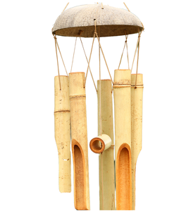 Carillons éoliens en <span class=keywords><strong>bambou</strong></span> et coquille de noix de coco naturelle, ornements de jardin de patio extérieur personnalisés, pendentif en bois et métal, boule d'art décorative pour la maison - Product Image 1