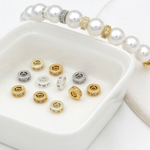 Zircon <b>Wheel</b> Beads Spacer Beads 14k Gold Plated Copper DIY Jewelry Accessories <b>Small</b> Size For Bracelets Necklaces C45 - Product Image 1