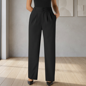 Pantalon de travail formel taille haute pour femme 2025 avec boutons, respirant, extensible, coupe large - Product Image 3