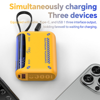 JOKO 2026 Mini Power Bank de poche 10000mAh avec câble intégré, charge rapide 22.5W/20W, affichage unique, batterie Li-Polymère