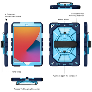 Étui pour tablette iPad 7e, 8e et 9e génération 10,2 pouces, protection contre les chutes, coque robuste avec béquille 360° et bandoulière - Product Image 3