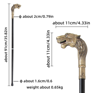 Canne de marche réglable en fer avec tête de panthère en bronze et embout en caoutchouc – Canne de luxe moderne pour homme et cadeau, capacité de 150 lb - Product Image 2
