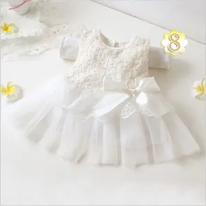 2022 Summer Kid Lace Skirt Baby Newborn Girls Clothes White Princess Party Toddler Christening Clothing Baby Baptism Dresses