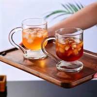 Taza de Latte de Vidrio de Borosilicato de Alta Calidad con Platillo Integrado y Asa Elegante para Espresso, Leche, Jugo, Oficina, Fiestas