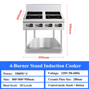 In-Smart uso commerciale In acciaio inox fornello elettrico a induzione a <span class=keywords><strong>4</strong></span> fuochi ampio ristorante piano cottura In stile Rack 220V 3500W - Product Image 6