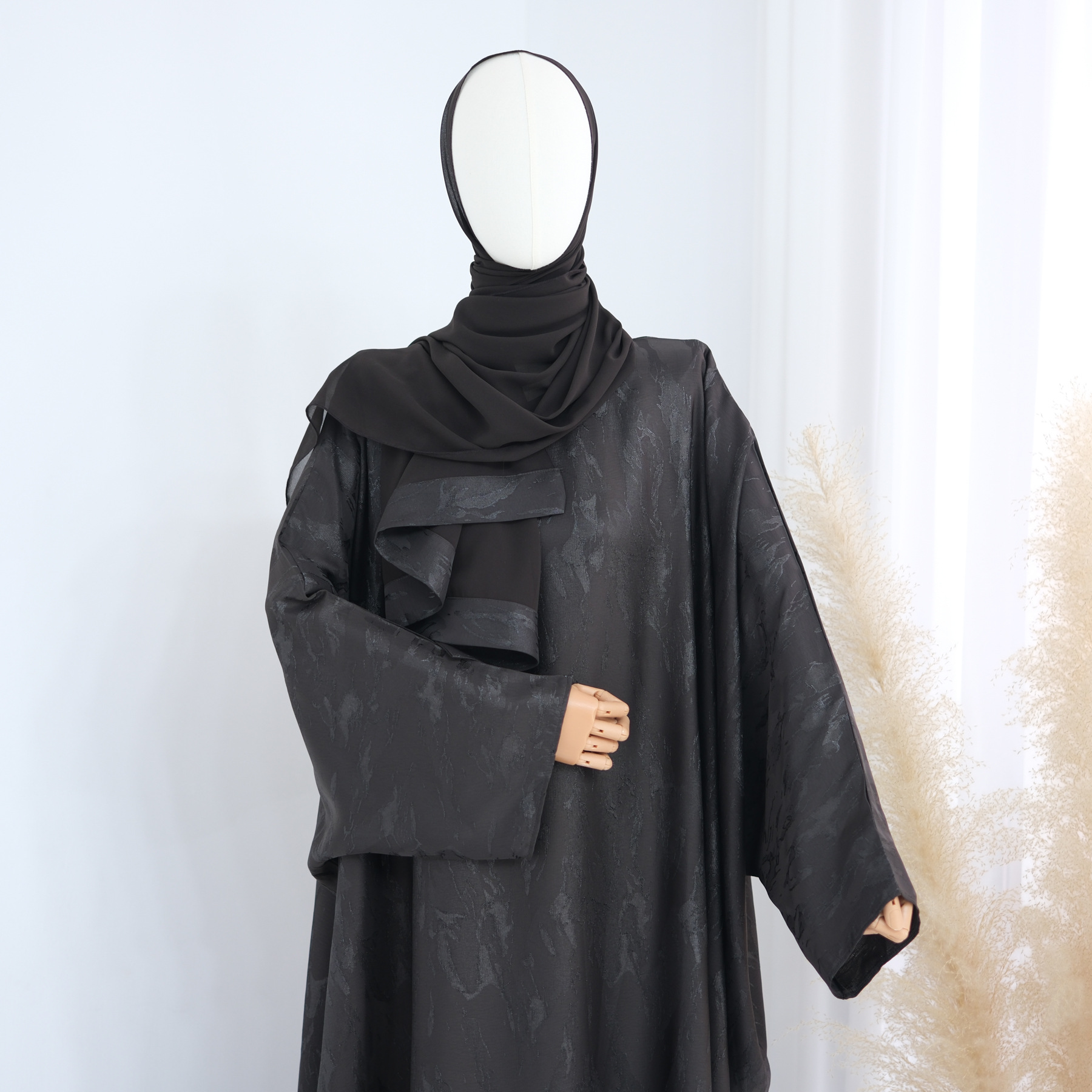 Robe marron + foulard hjdb001