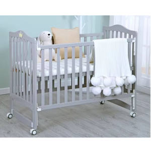 Cuna de madera nueva para bebé con ruedas 4 en 1, cuna convertible en cama para niños pequeños - Product Image 4