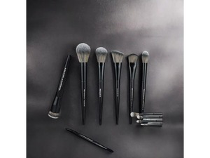 Juego de 11 brochas de maquillaje nuevas para polvos, sombra de ojos, rubor y contorno, <span class=keywords><strong>con</strong></span> mango de madera y pelo sintético negro, incluye brocha individual para base. - Product Image 3