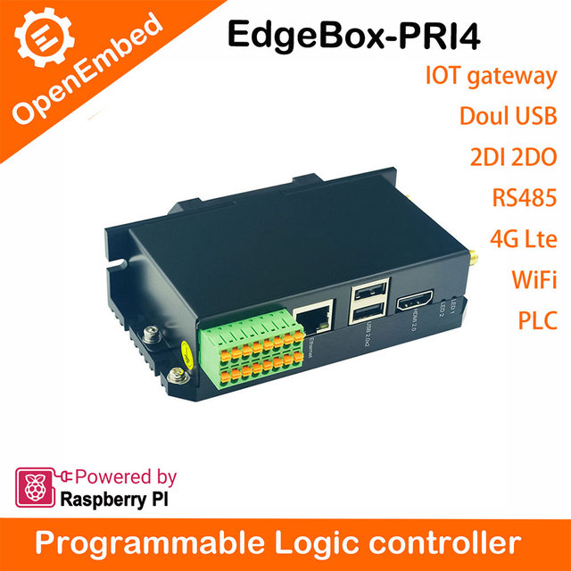OpenEmbed Mini PLC Controller IO Module Raspberry Pi IoT Gateway Industrial Control Programming Logic Controller 4G LTE Ethernet