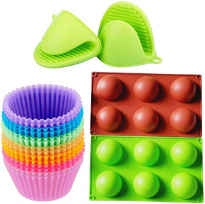Custom Logo Heat Resistant Easy Release Silicone Oven Mitt Cupcake Mold <b>Set</b> OEM ODM Reusable Easy Clean Baking Tools Packaging - Product Image 1