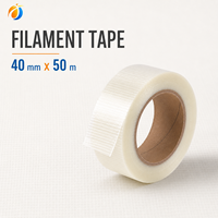 Ruban adhésif en fibre de verre 40mm x 50m, maille croisée haute résistance, renforcé, pour scellage de cartons d'exportation et fixation de câbles
