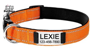 Collar de nailon para mascotas con placa de identificación grabada de alta calidad ajustable antipérdida colorida - Product Image 6