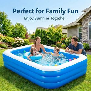Inflatable Family Swimming <b>Pool</b> Large Blow Up <b>Pool</b> Durable Thickened Backyard Garden Outdoor Summer Water Party <b>Pool</b> 71x51x24 In - Product Image 2