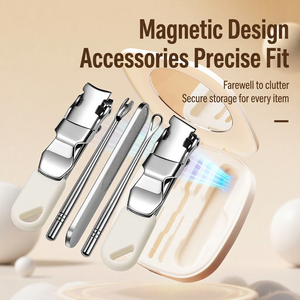 Mini kit de manucure et pédicure 5 pièces en acier inoxydable avec miroir, outils portables en boîte - Product Image 4